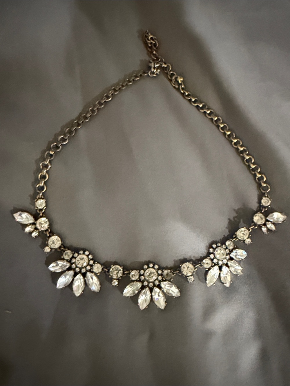 Crystal Floral Statement Necklace - Gold Tone